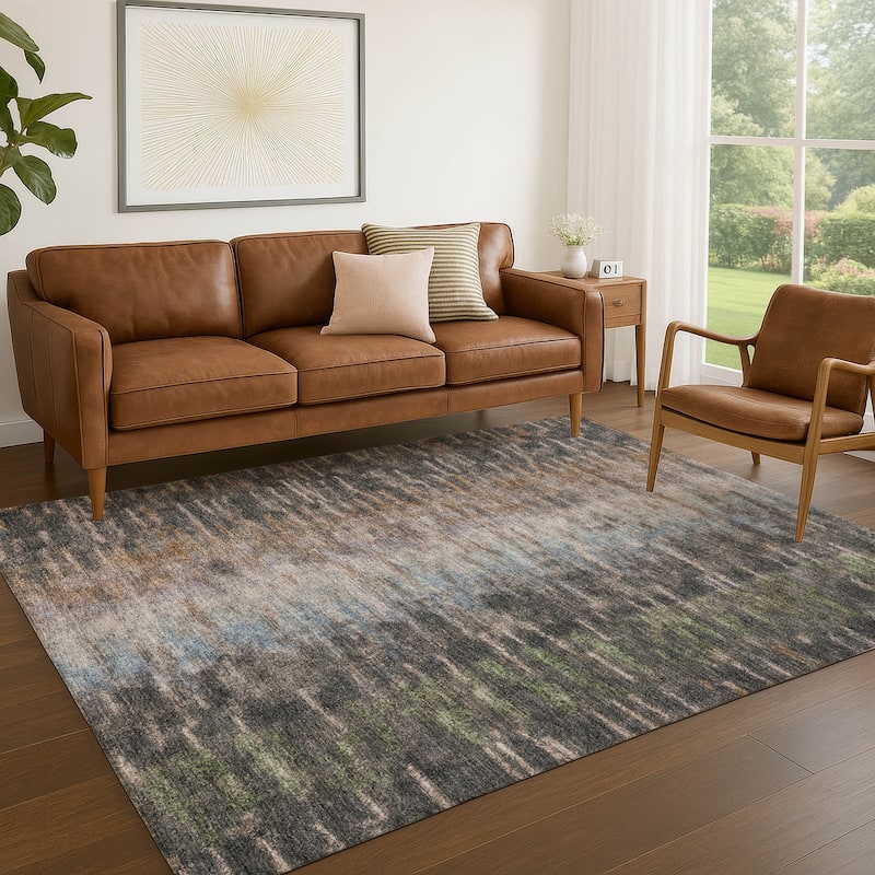 Machine Washable Indoor/ Outdoor Contemporary Ombre Chantille Rug