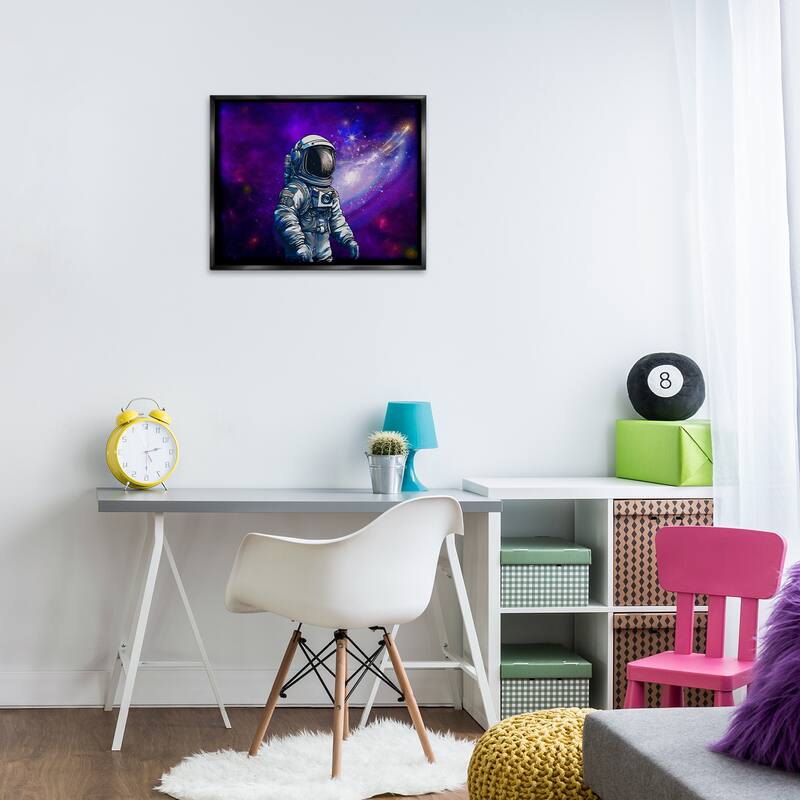 Stupell Astronaut with Swirling Galaxy Framed Floater Canvas Wall Art Design By Jesse Keith