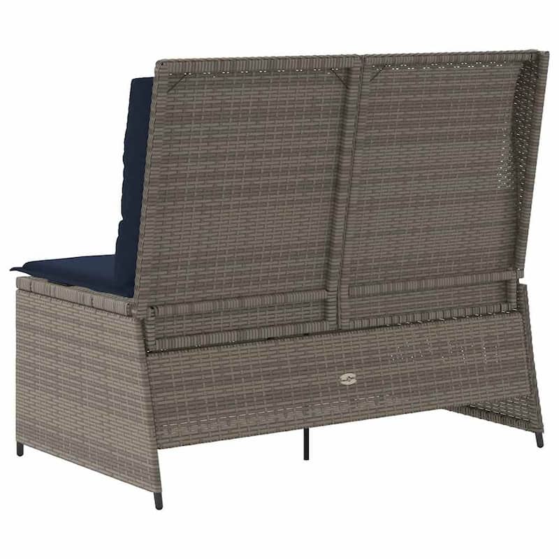 vidaXL Garden Bench with Cushion Brown Poly rattan - 26 x 43 x 37