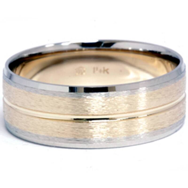 Channel Brushed Wedding Band Gold