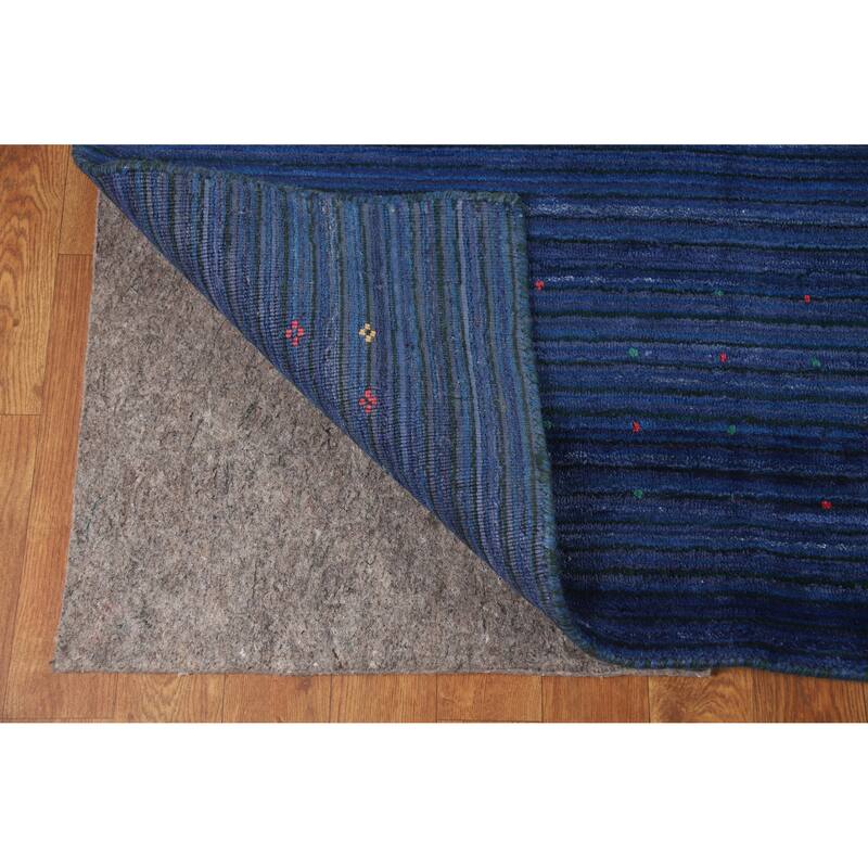 Hand Knotted Oriental 100% Wool Carpet Tribal Tribal Navy Blue & Blues Gabbeh Area Rug - 11' 4'' X 9' 0''