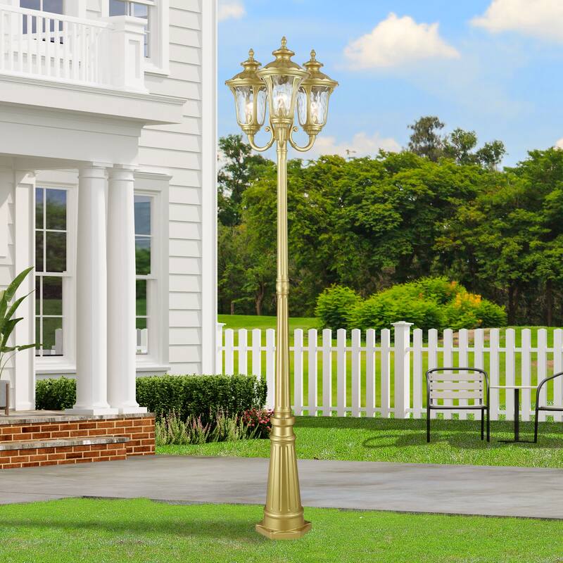 Livex Lighting Oxford 3 Light 87" Tall Outdoor Multi Head Post Light