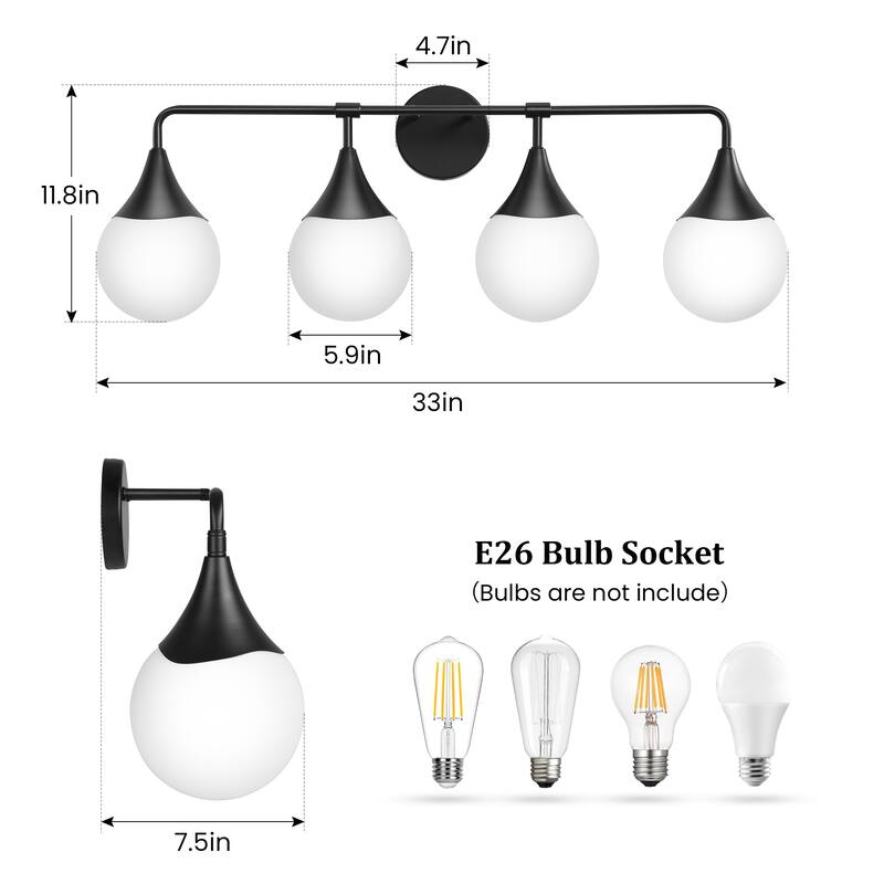 Dimmable Vanity Light with Clear Glass Shade