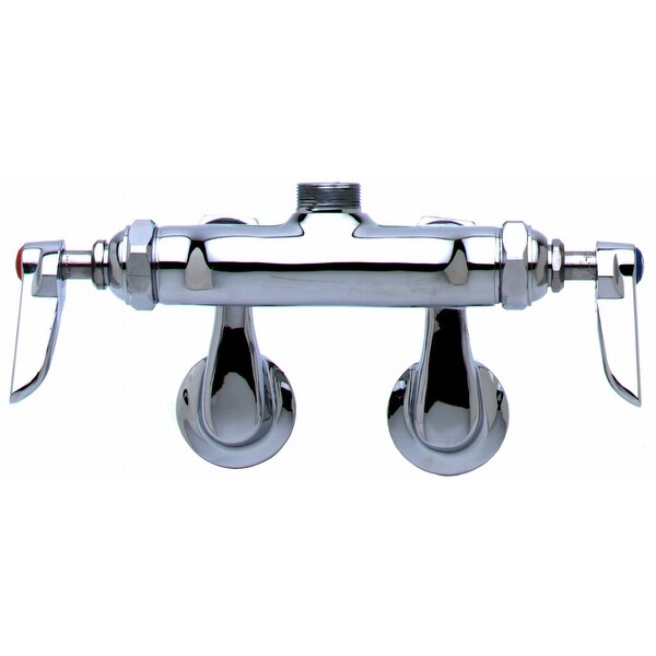 T and S Brass B-0235-LN B-200 Wall Mounted Double Pantry Faucet with Swivel Outlet, Adjustable Centers and Lever Handles