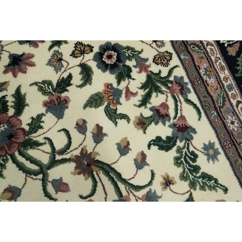 Hand Knotted Oriental 100% Wool Carpet Traditional All-Over Beige & Ivories Kashan Area Rug - 11' 10'' X 9' 0''