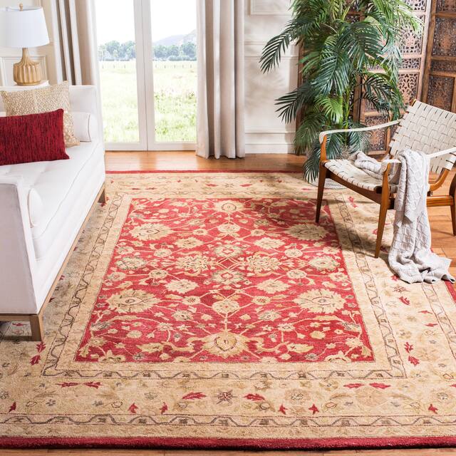 SAFAVIEH Anatolia Angeline Traditional Oriental Hand-spun Wool Rug - 9'6" x 13'6" - Red/Ivory