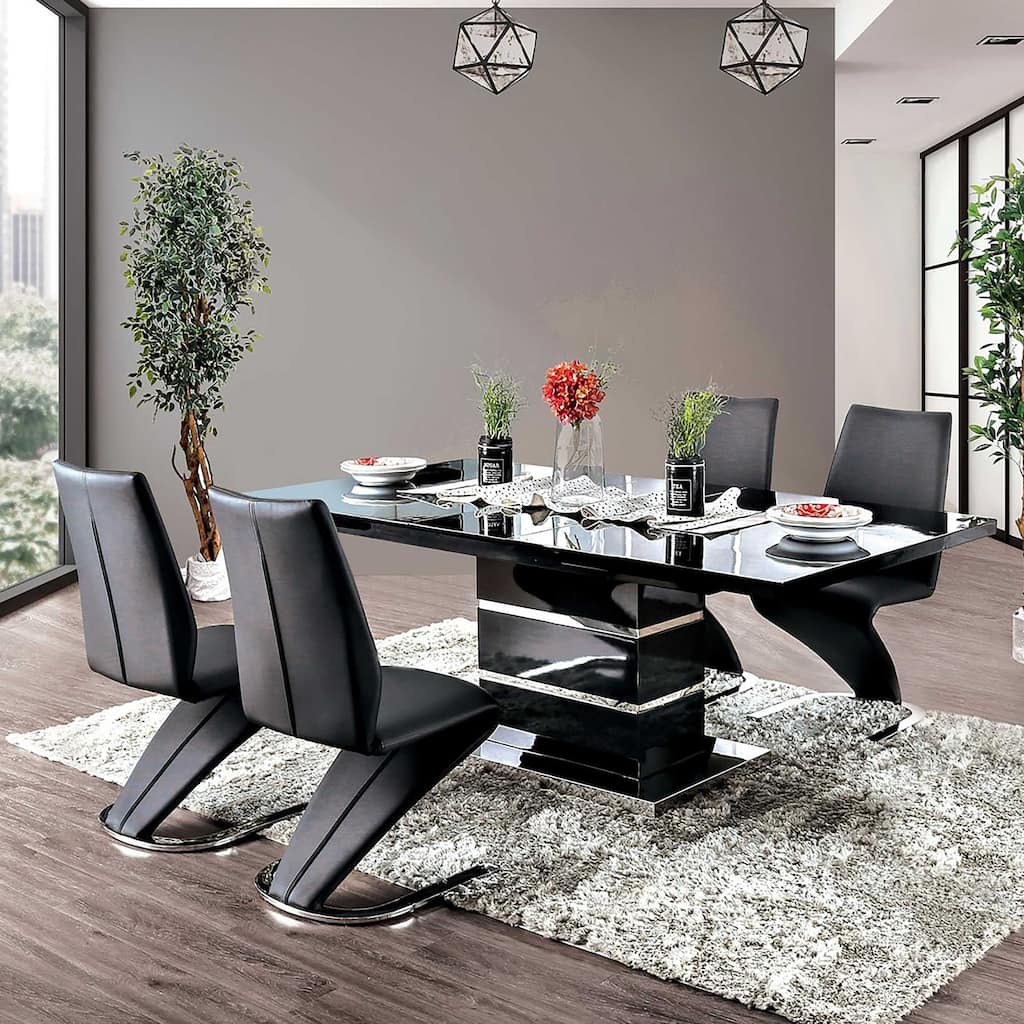 Ikemura Contemporary Black Metal 5-Piece Dining Set by Strick & Bolton