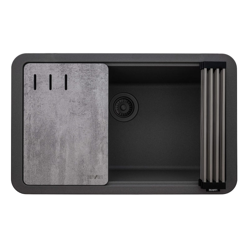 Ruvati 30-inch Granite Composite Workstation Urban Gray Dual Mount Kitchen Sink - RVG2310UG