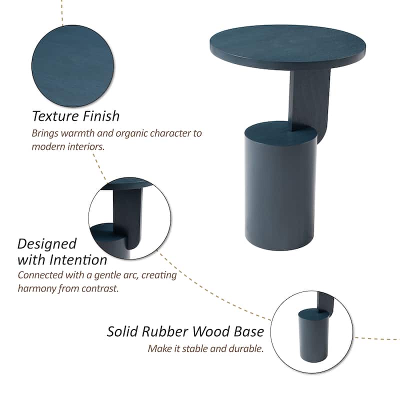 COZAYH Modern Small Drink Table with Geometric Base, Minimalist Tall End Table for Small Space, Natural