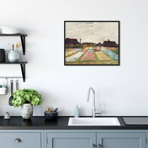 Oliver Gal 'Van Gogh - Flower Beds in Holland' Classic and Figurative Brown Wall Art Canvas Print