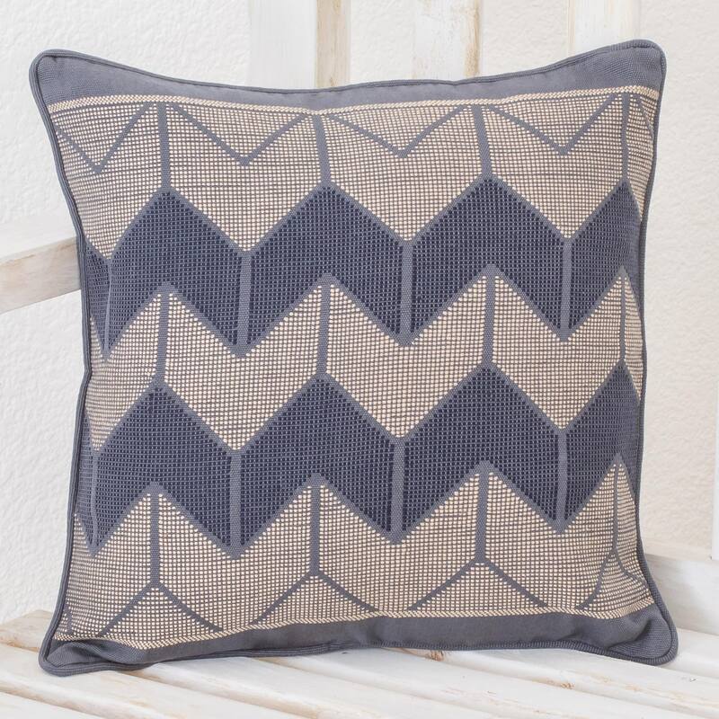 Novica Handmade Chevron Geometry Cotton Cushion Cover