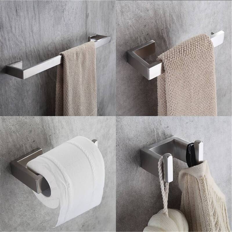 4 Piece Bathroom Hardware Set Wall Mount Bathroom Accessories Bathroom Towel Holder Bar Set Stainless Steel Bath Fixtures
