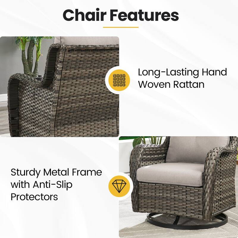 Outdoor Swivel Rcoker Patio Chair with Coffee Table