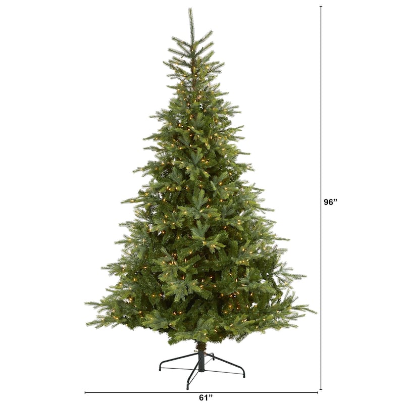 8ft. Spruce Artificial Christmas Tree with 650 Clear Lights and 1303 Branches - Stunning Holiday X-Mas Centerpiece