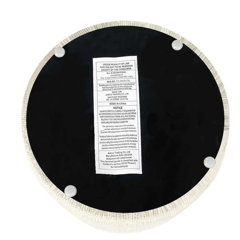 Adeco Round Ottoman 17.9" Height Footrest Vanity Stool