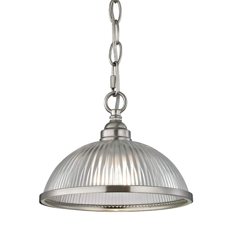 Liberty Park 1-Light Flush Mount in Oil Rubbed Bronze with Prismatic Clear Glass - Brushed Nickel