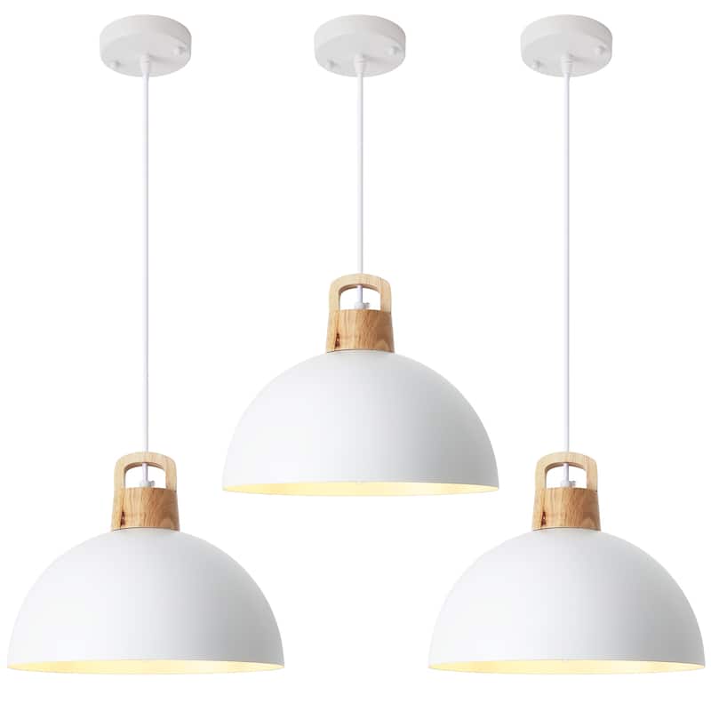 (Set of 3) Modern Semi Flush Mount Chandelier, Industrial 1-Light Pendant Lights with Dome Shape for Dining Room Kitchen Island