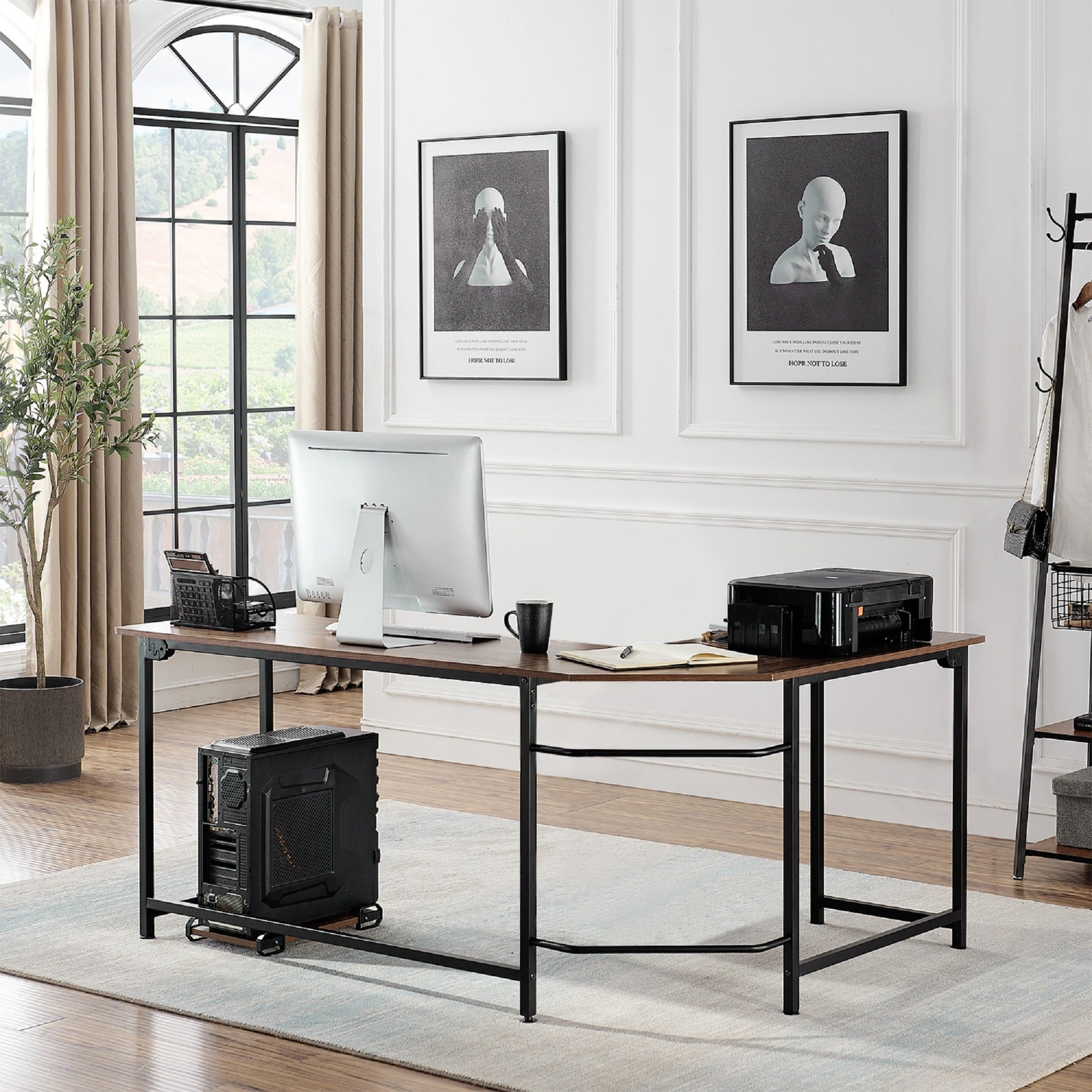 Vecelo Home Office Desk Modern Style L Shaped Corner Computer Desk Overstock 25441825
