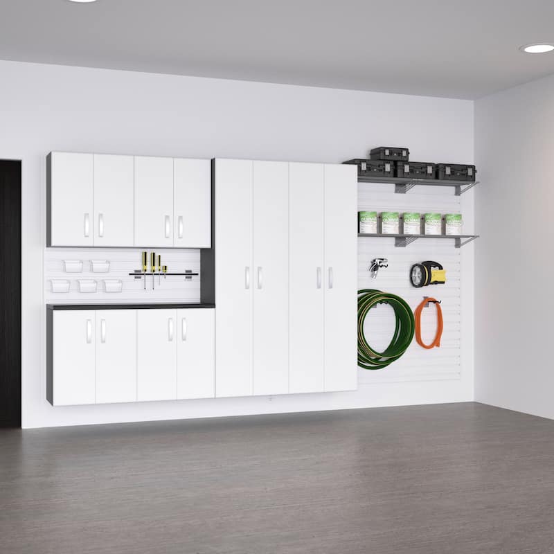 Flow Wall 7 Piece PVC Indoor Cabinet and Shelf Set
