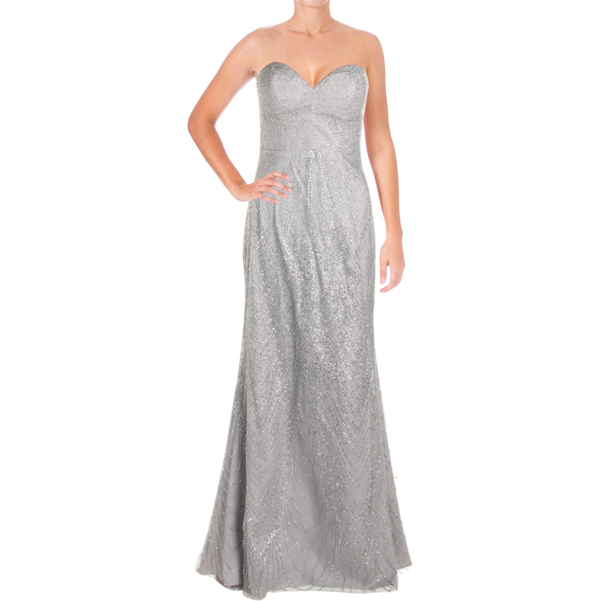 silver diamante prom dress