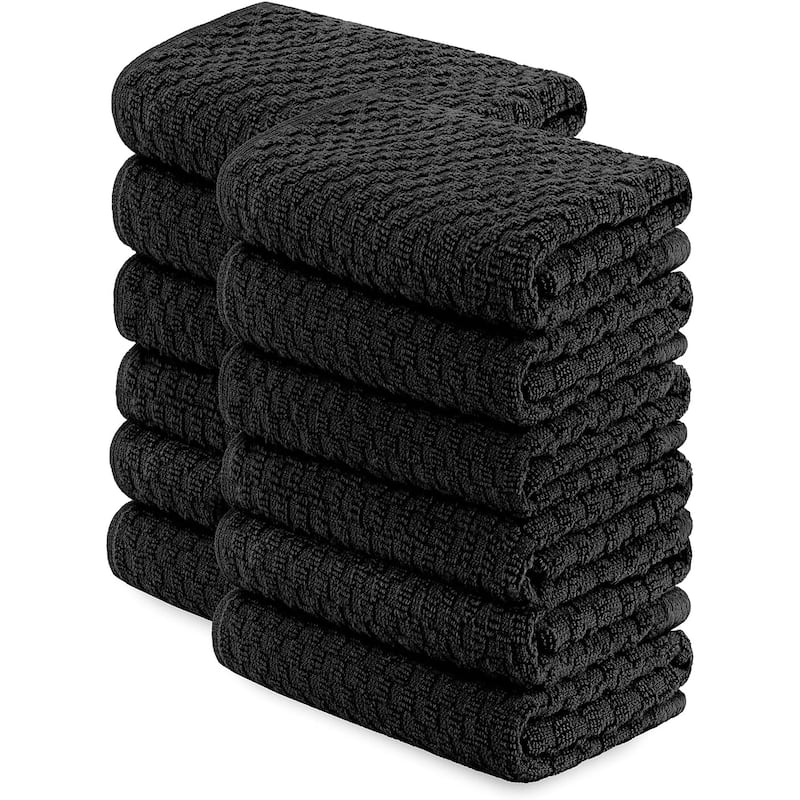 White Classic Dish Towel Set, 12 Pack Kitchen Dish Hand Towels 15x26 inch