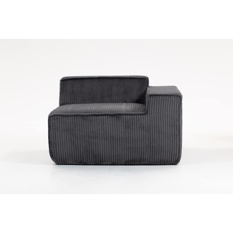 Modular Sectional Sofa with Pillows, Corduroy Upholstered 3-Seater Sofa, All-Compressed Foam Sofa for Living Room, Apartment