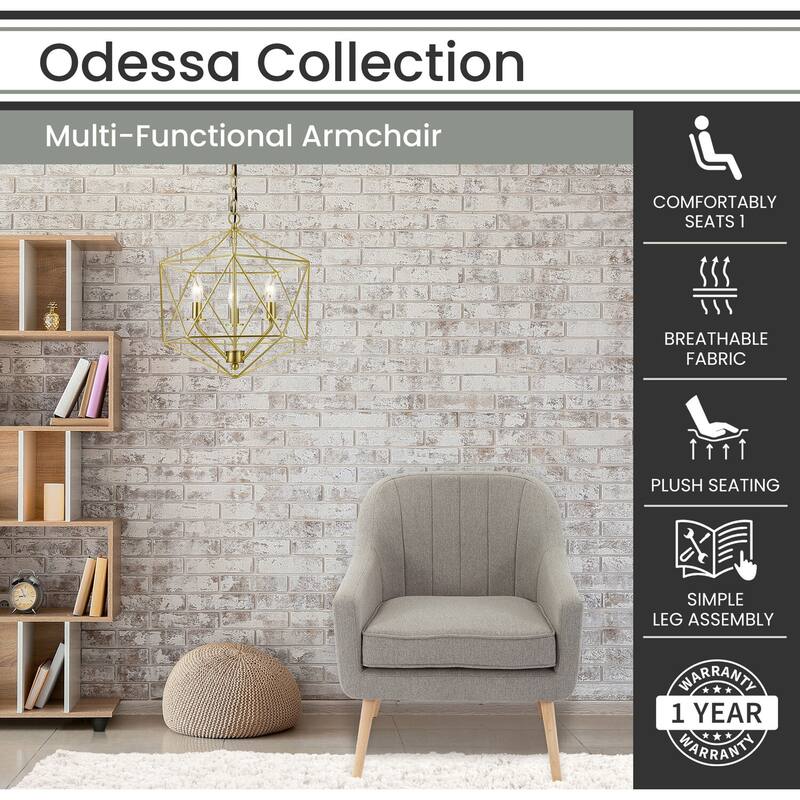 Hanover Odessa Accent Chair in Gray with Rubberwood Legs