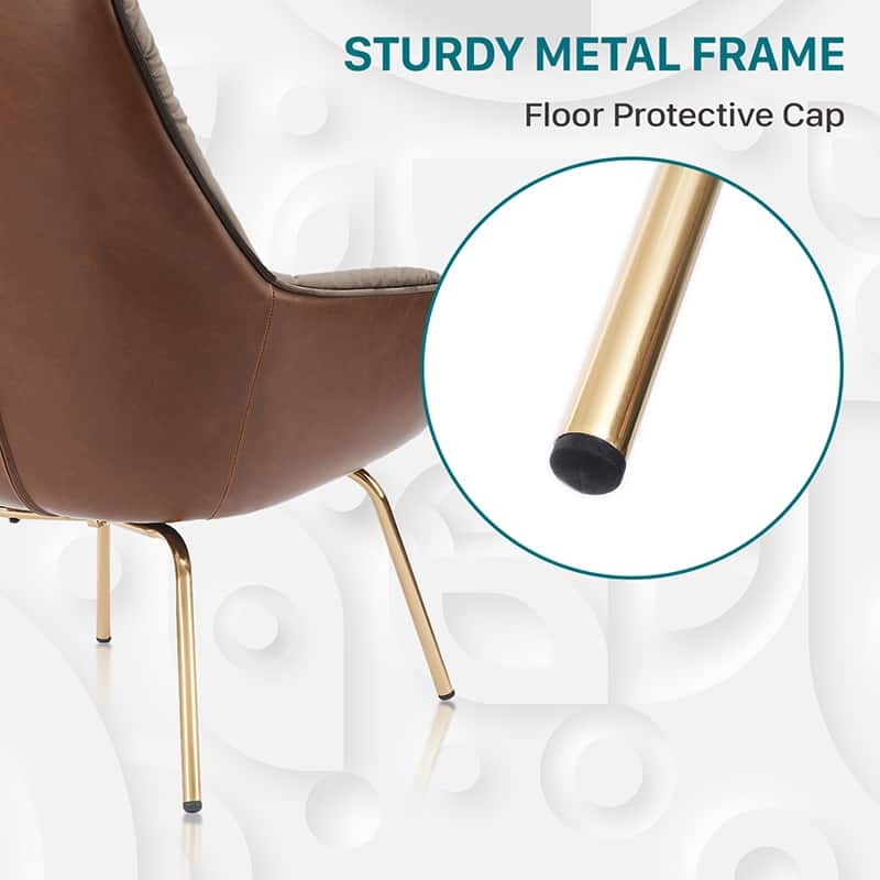 Page Mid-Century Modern Brown Faux leather Tufted Accent Chair by Furniture of America