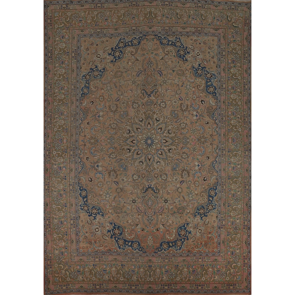 Floral Kashmar Persian Vintage Area Rug Handmade Wool Carpet - 9'6" x 12'9"