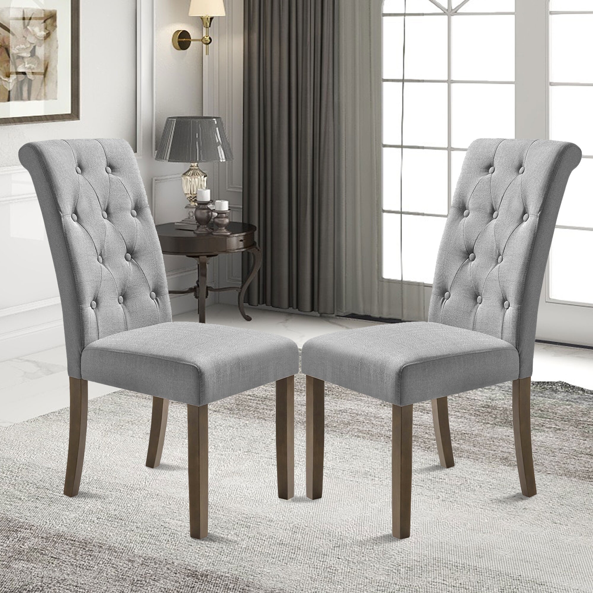 Elegant upholstered dining hot sale chairs