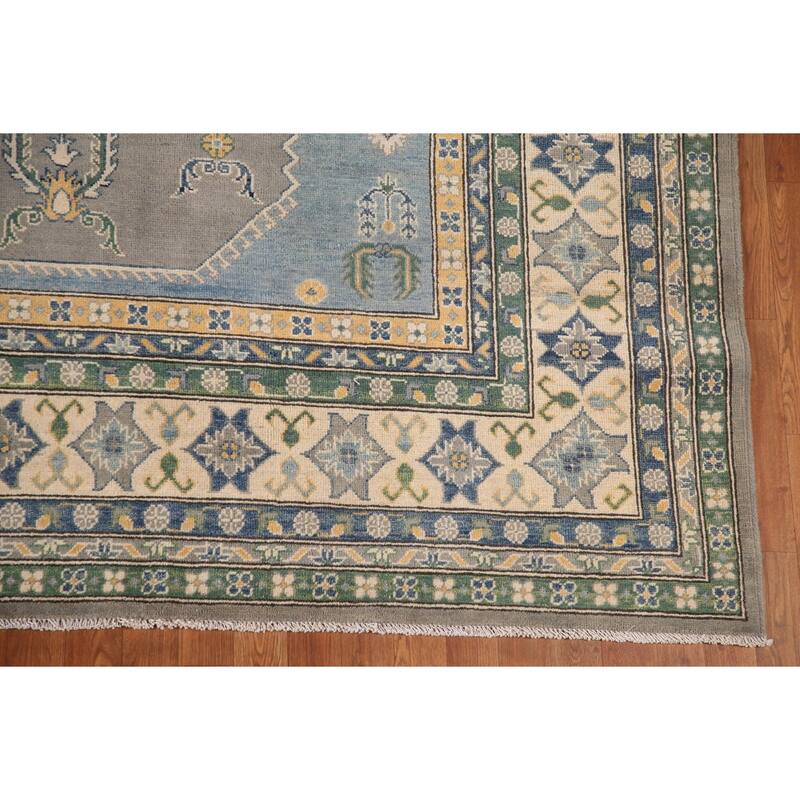 Traditional / Geometric Kazak Area Rug Handmade Wool Carpet - 10'0"x 13'2"