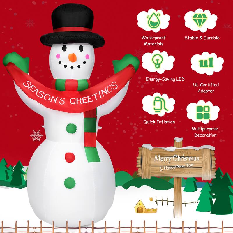 Gymax 6ft Christmas Inflatable Snowman Holiday Decoration w/ Internal - See Details
