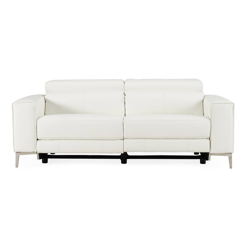 Divani Casa Chignik Modern White Leather Sofa w/ 2 Recliners