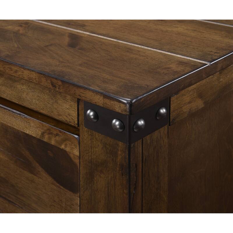 Rustic Brown Two Drawer Nightstand, Solid Wood Bedroom Furniture