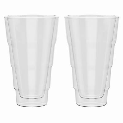 Elle Decor Double Wall Insulated Glass Tumbler Set of 2 - 14oz