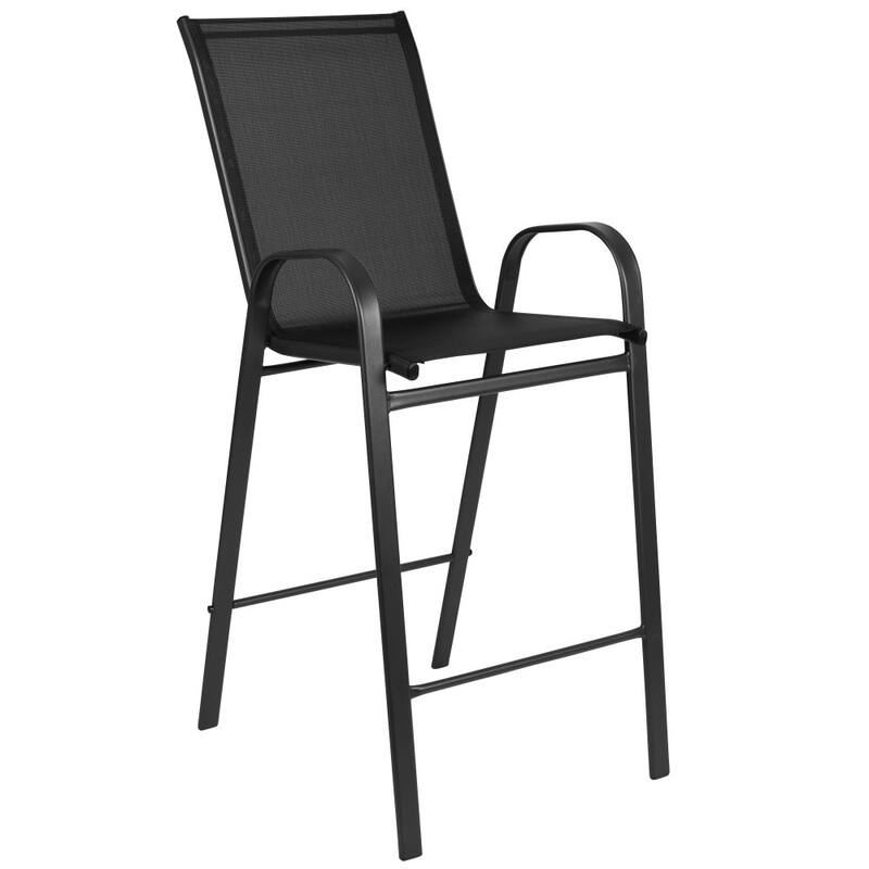 2 Pack Outdoor Barstools with Flex Comfort Material-Patio Stool