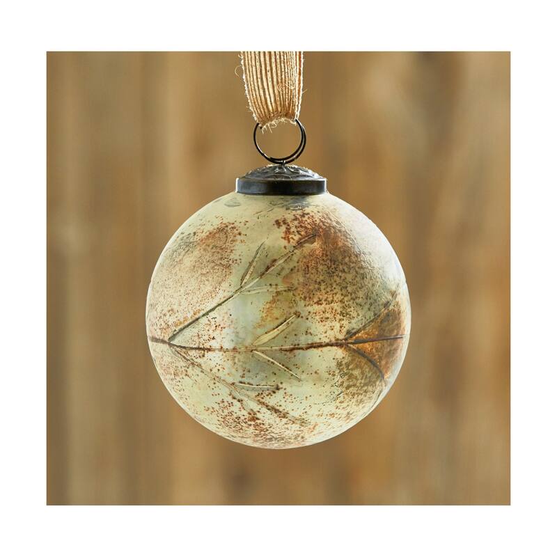 Vine Cut Glass Ornament 4" - Antique White Christmas Tree Decoration, 4" H x 4" L x 4" W, Easy Dust Clean