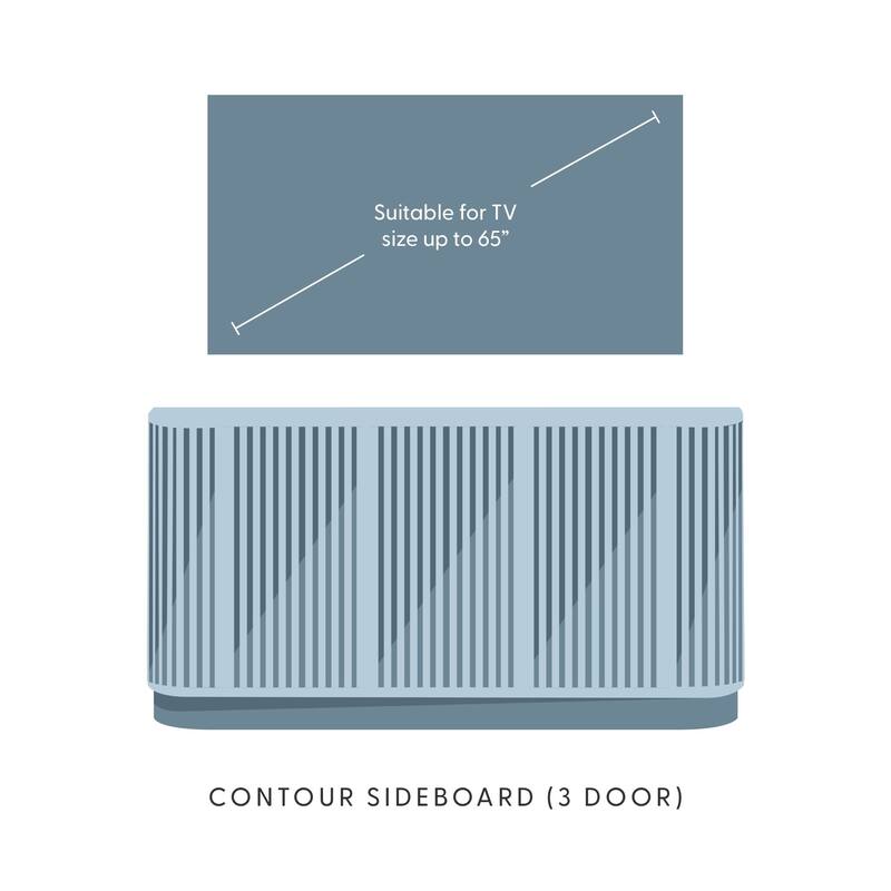 Plank and Beam Contour Curved 3-Door Sideboard/TV Stand