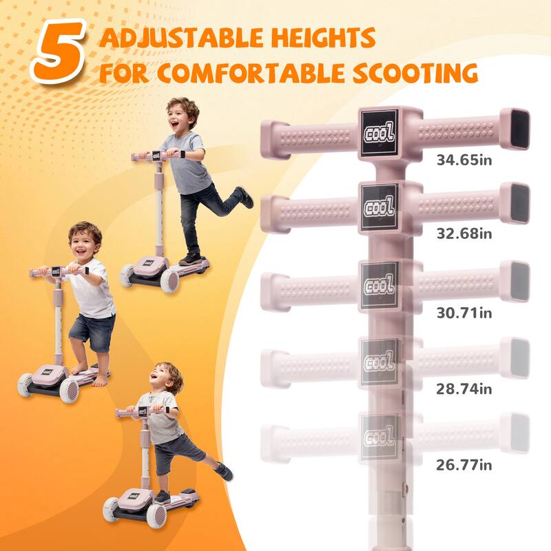 Anmytek Kids Ride On 3-Wheel Scooter W/Buildable blocks, PU flashing wheels and Folding Kick Scooter