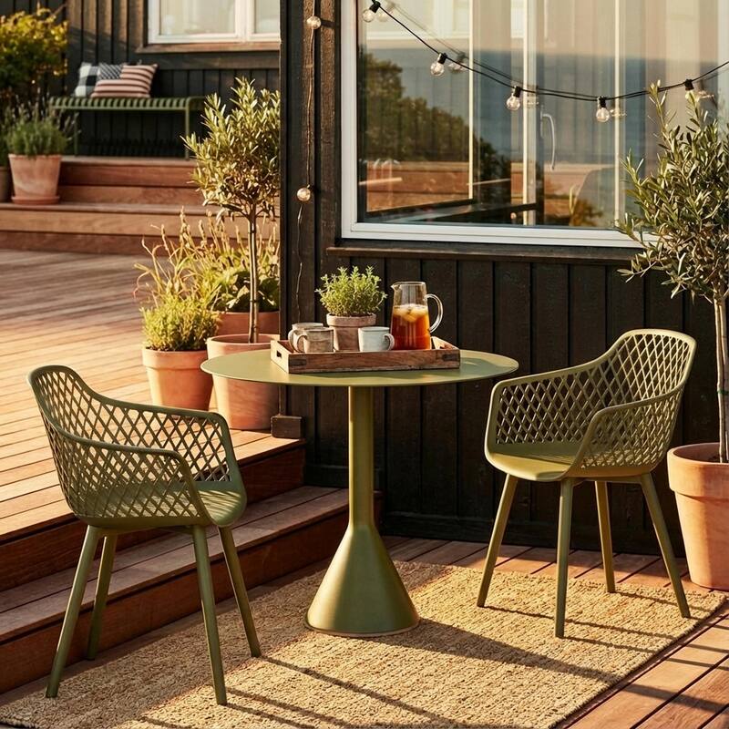 Christopher Knight Home Poppy Outdoor Modern Dining Chair (Set of 2) - Olive Green