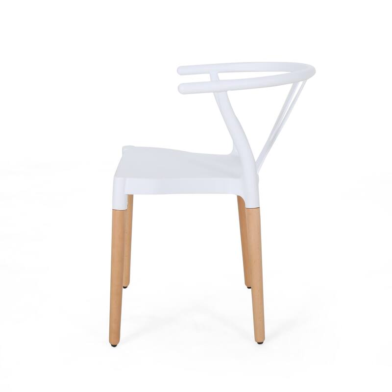 Classic Plastic Dining Chair with Special Design Open Back(Set of 2)