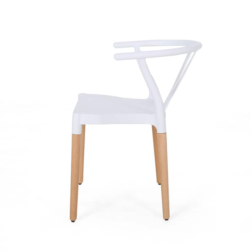 Modern Outdoor Set of 2 Dining Chairs with Crossback Design Wooden Legs, for Dining Room Living Room Balcony and Patio
