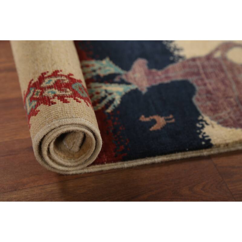 Animals Design Kazak Accent Rug Hand-Knotted Traditional Wool Carpet - 2'1"x 2'10"