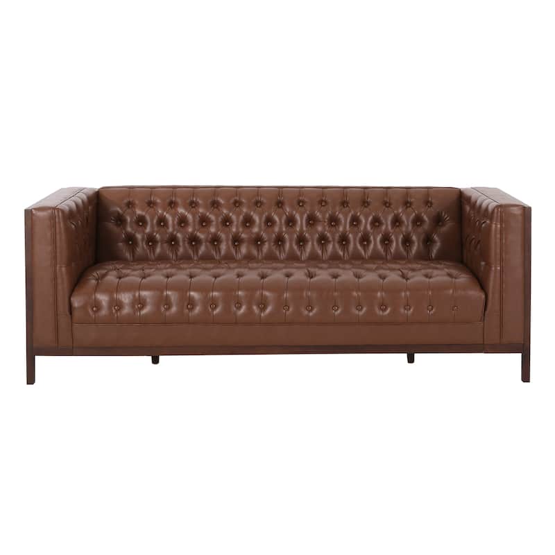 Roomfitters Chesterfield 3-Seater Sofa, Tufted Faux Leather Couch for Living Room