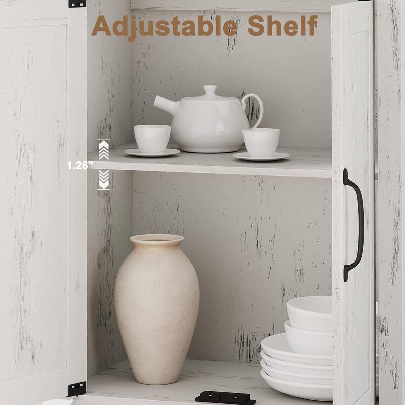 Book Shelf with Door, 5 Tier Wooden Book Case with Storage, 68.7"