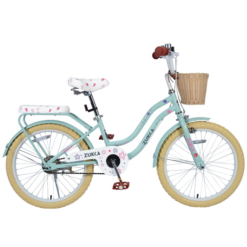 Multiple Colors,Girls Bike With Basket For 7-10 Years Old Kids,20 Inch Wheel,No Training Wheels Included - Green