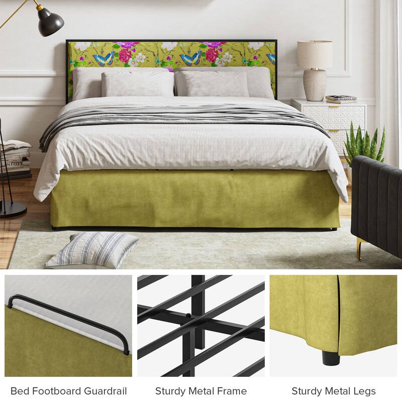 Oliver Modern Washable Slipcover Bed Upholstered Metal by HULALA HOME
