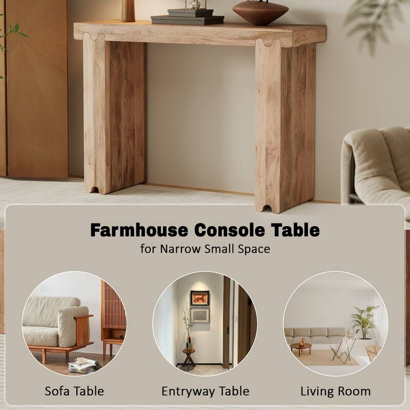 Console Table, Farmhouse Mango Wood Entryway Table, 45-Inch Thickened Sofa Table, Minimalist Narrow Console Table
