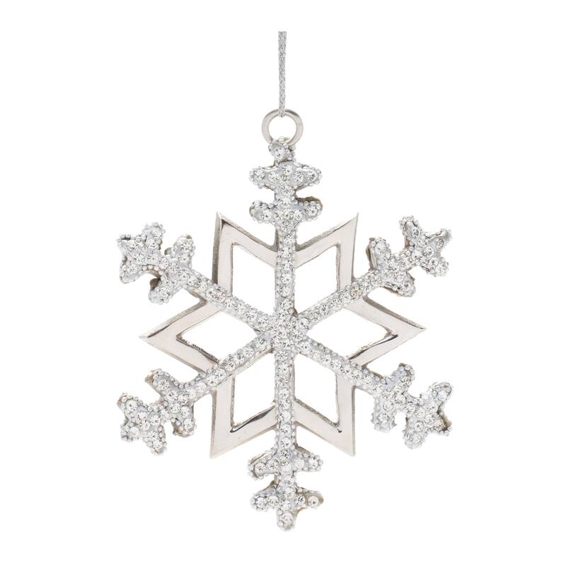 HomeRoots Set of Two Silver Metal Snowflake Shape Ornaments