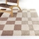 preview thumbnail 1 of 13, Leslie Checkered Shag Area Rug 5'3" x 7' - Cream